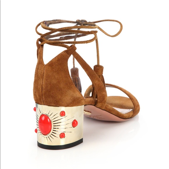 Aquazurra Cleopatra Embellished Low Block Heels - Picture 2 of 8